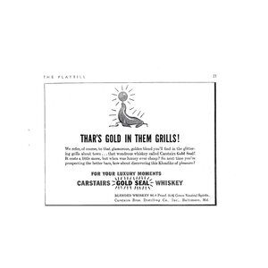Carstairs Gold Seal Whiskey Baltimore MD Klondike 1940s Vintage Print Ad